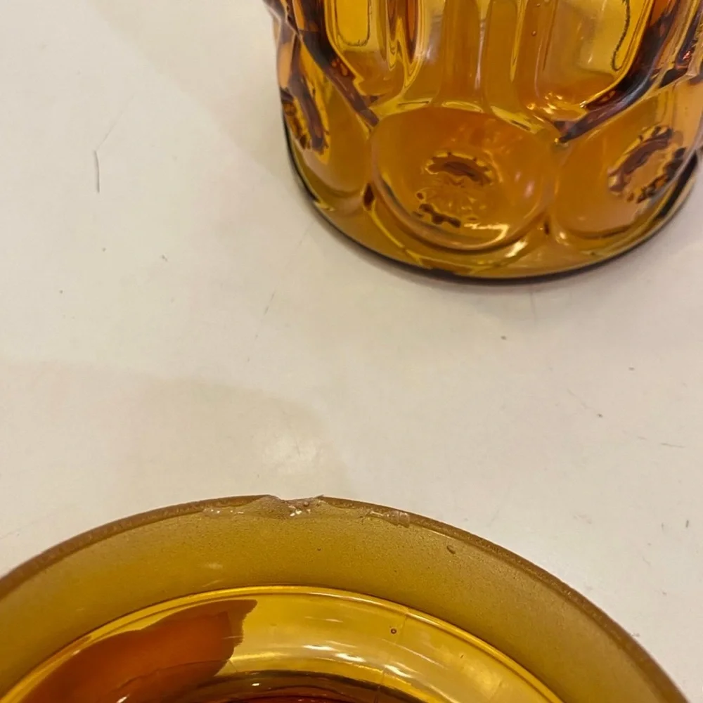 Vintage LE Smith Moon and Stars Amber Glass Cannister 9.5”